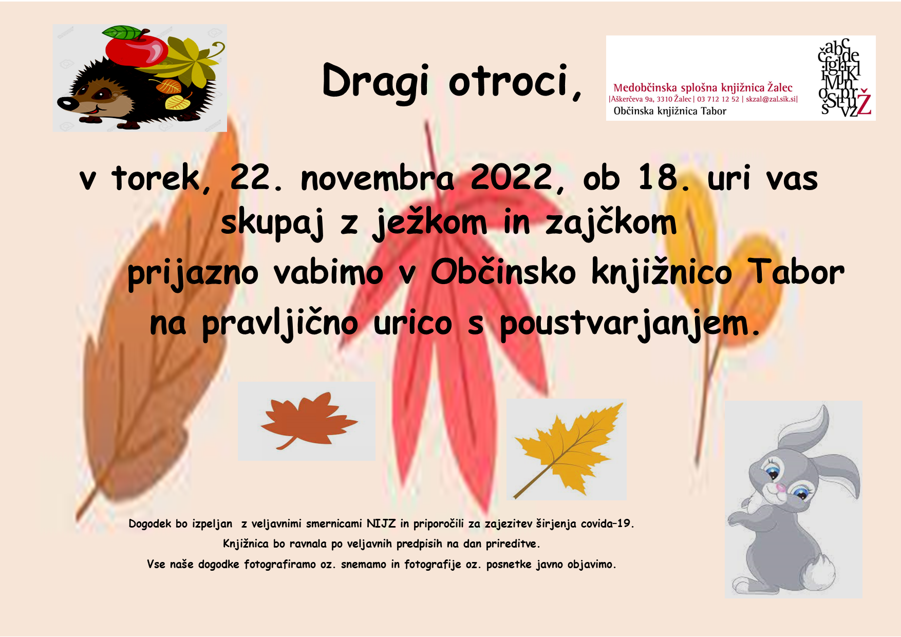 VABILO NA PRAVLJIČNO URICO V OBČINSKI KNJIŽNICI TABOR
